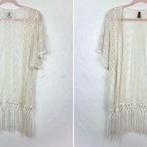 🌸 Small - Vanity Boho Lace Tassel Shrug Ivory 🌸